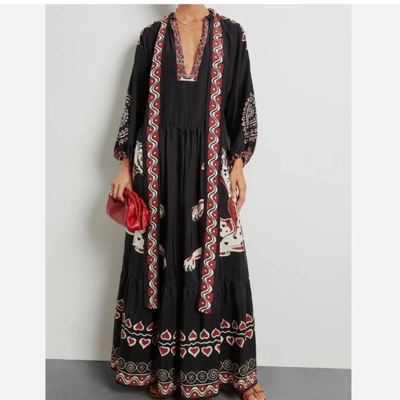 La Double J Athena Animal-Print Silk Maxi Dress - Picture 1 of 12